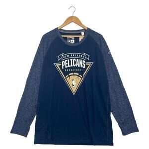 New Orleans Pelicans Shirt Mens 2XL NBA Basketball Climalite Long Sleeve Adidas